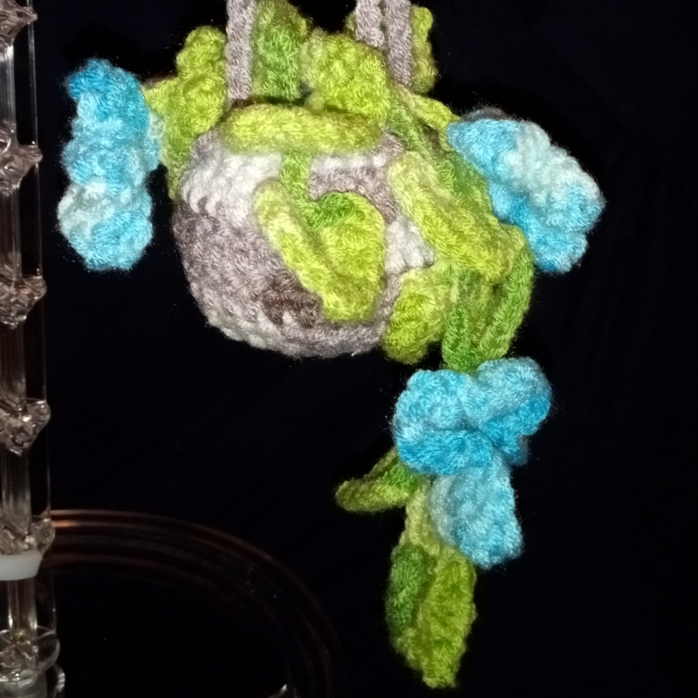 Blue 💙 Flower Hanging Plant Crochet Car / Desk Ornaments (fragranted)